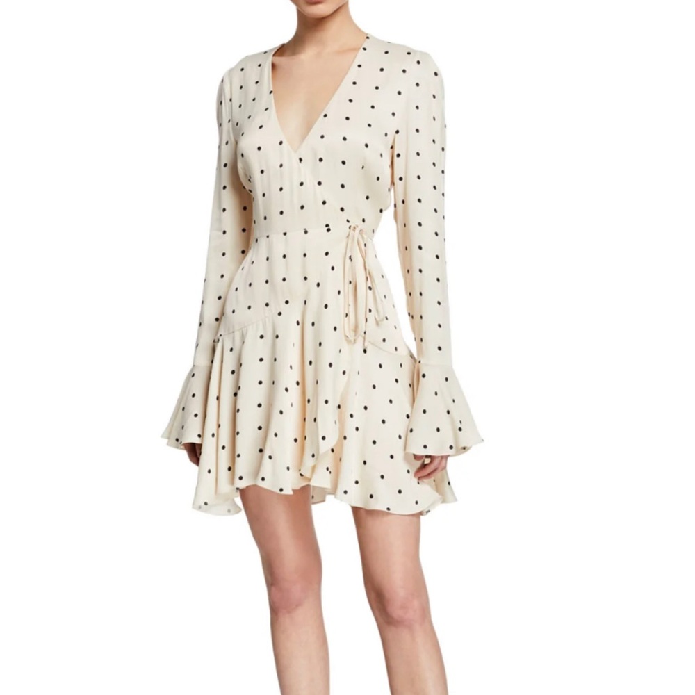 NWT Shona Joy Polka Dot Mini Wrap Dress
